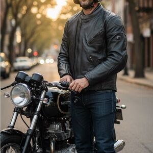 Vintage Echtes Leder Genuine Leather Moto Jacket Size 50 Black Biker Germany